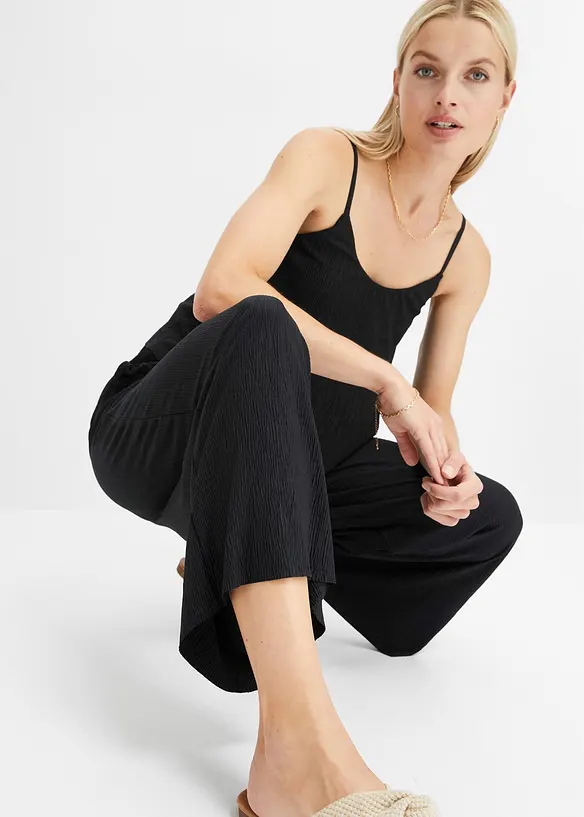 Jersey plissé jumpsuit, bonprix