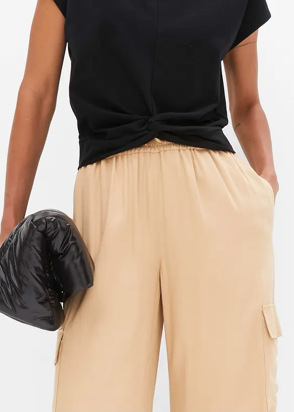 Kort T-shirt met knoopeffect, bonprix