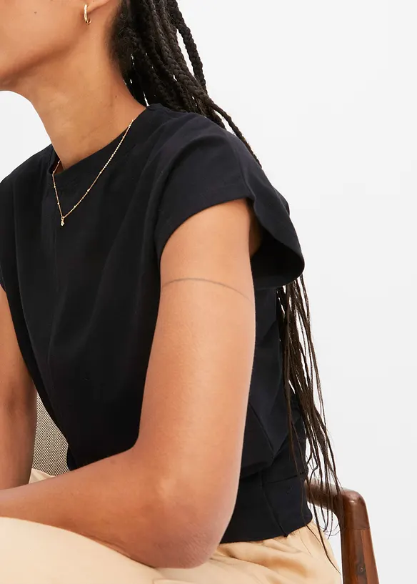 Kort T-shirt met knoopeffect, bonprix