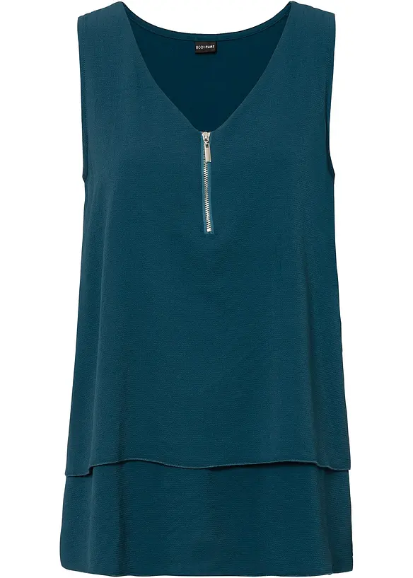 Top met rits in een viscosemix, bonprix