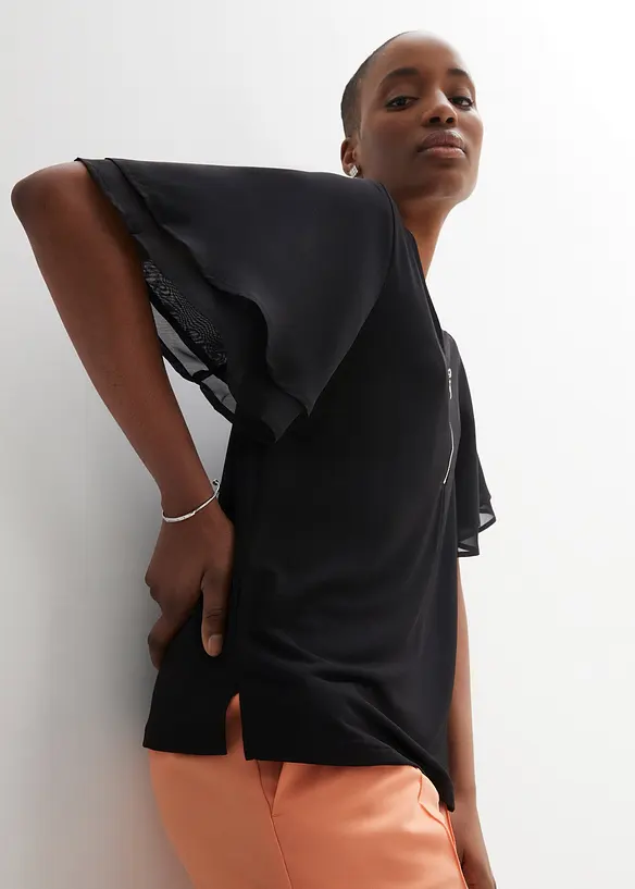 Shirt met chiffon mouwen, bonprix