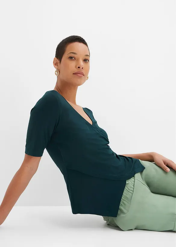Shirt met viscose in wikkellook, bonprix