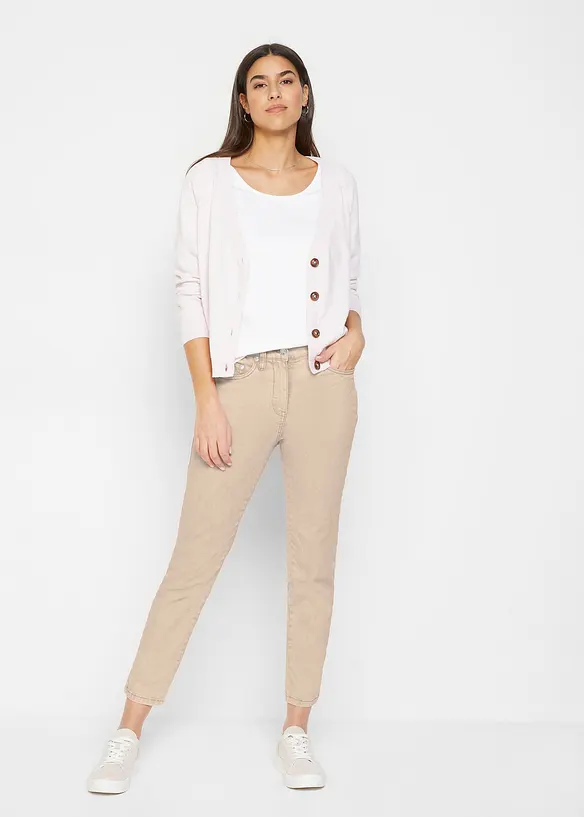Cropped twill broek in used look, bonprix