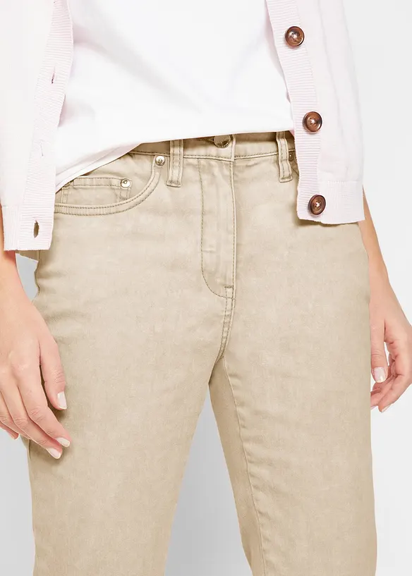 Cropped twill broek in used look, bonprix