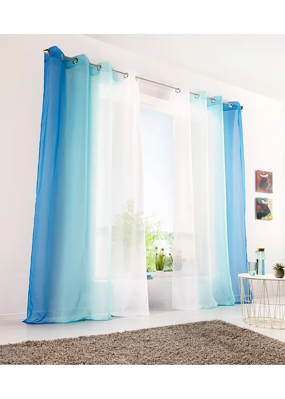 Gordijnen met gerecycled polyester en kleurverloop (set van 2), bonprix