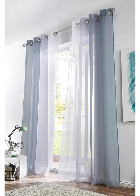 Gordijnen met gerecycled polyester en kleurverloop (set van 2), bonprix
