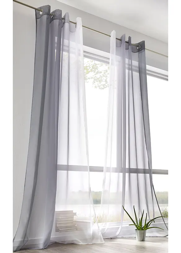 Gordijnen met gerecycled polyester en kleurverloop (set van 2), bonprix