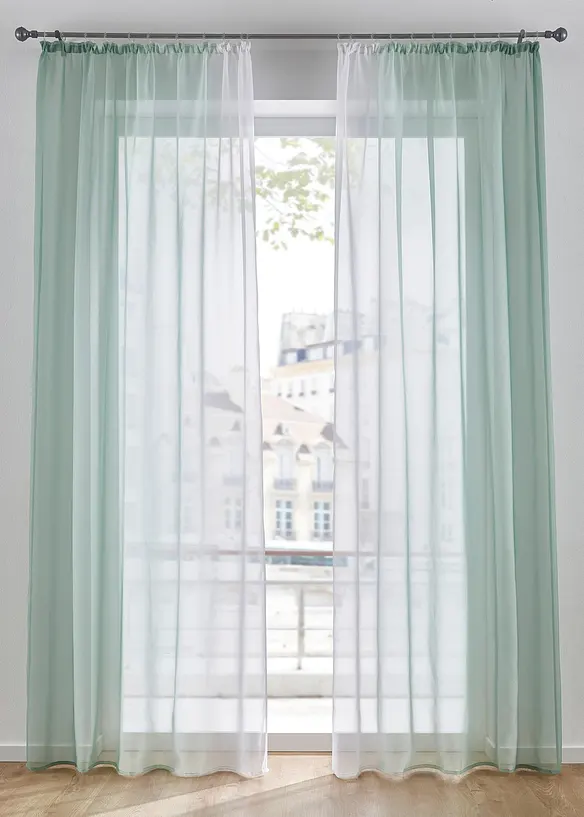 Gordijnen met gerecycled polyester en kleurverloop (set van 2), bonprix