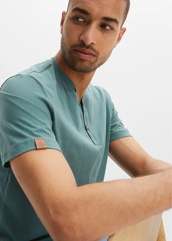 Henley shirt, korte mouw (set van 2) van biologisch katoen, bonprix