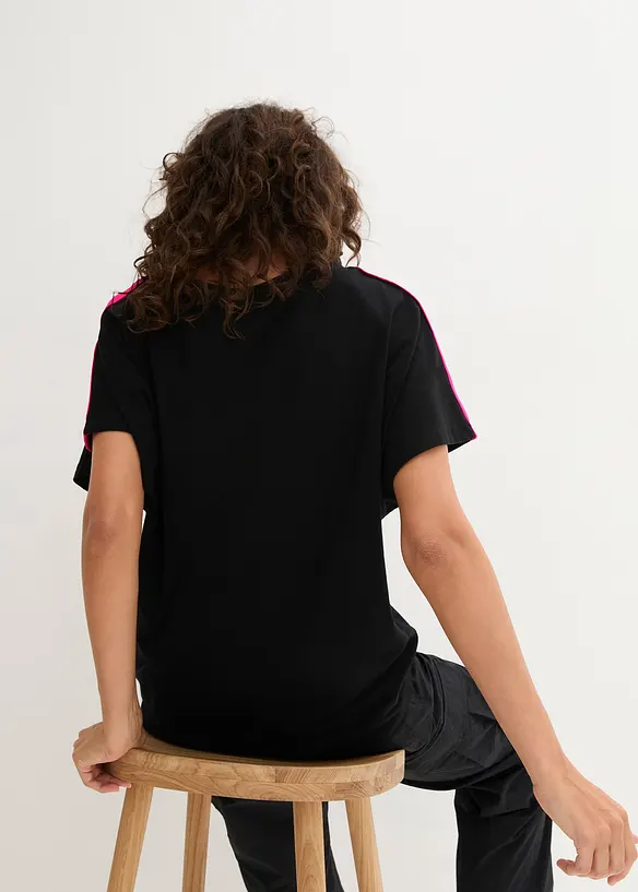 T-shirt met neonstrepen van biologisch katoen, bonprix