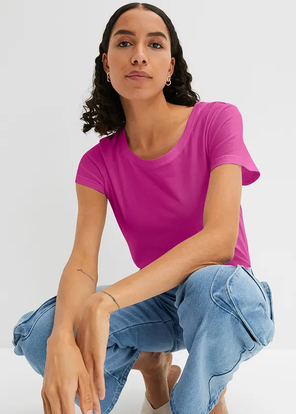 Shirt met ronde hals (set van 5), korte mouw, bonprix