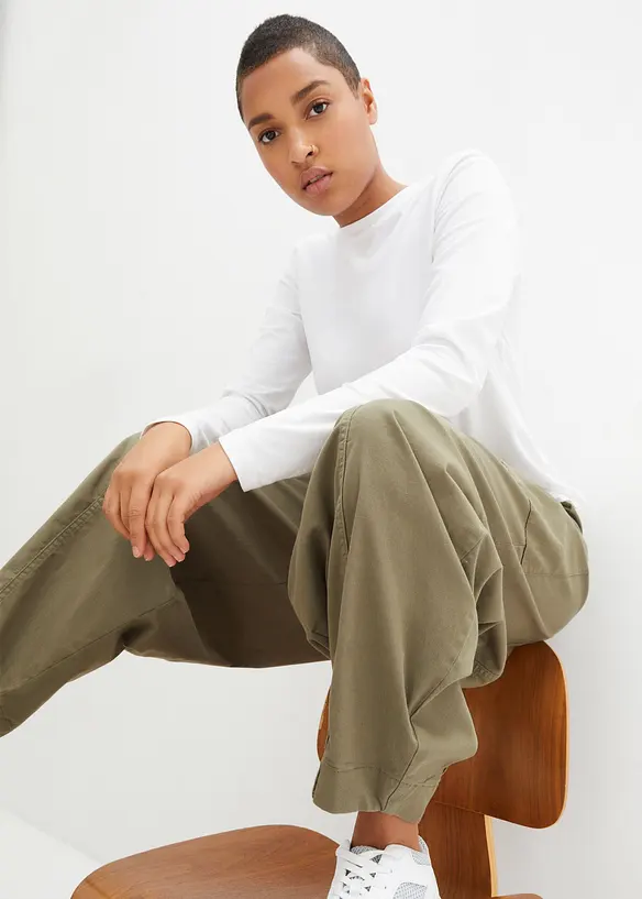Lichte twill broek in een elastische katoenmix, bonprix