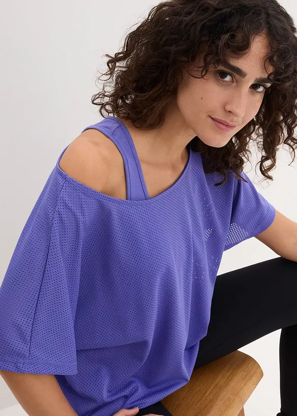 Sporttop met mesh shirt (2-dlg. set), bonprix