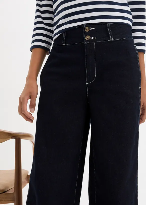 Wide leg stretch jeans met high waist, bonprix