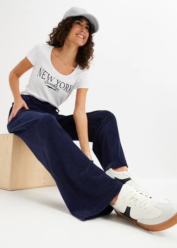 Wijde broek van geribd fluweel, bonprix