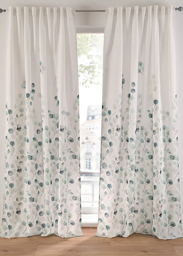 Gestructureerd gordijn met bloemenprint (1 stuk), bonprix