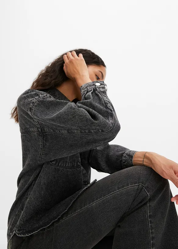 Oversized denim shacket van biologisch katoen, bonprix