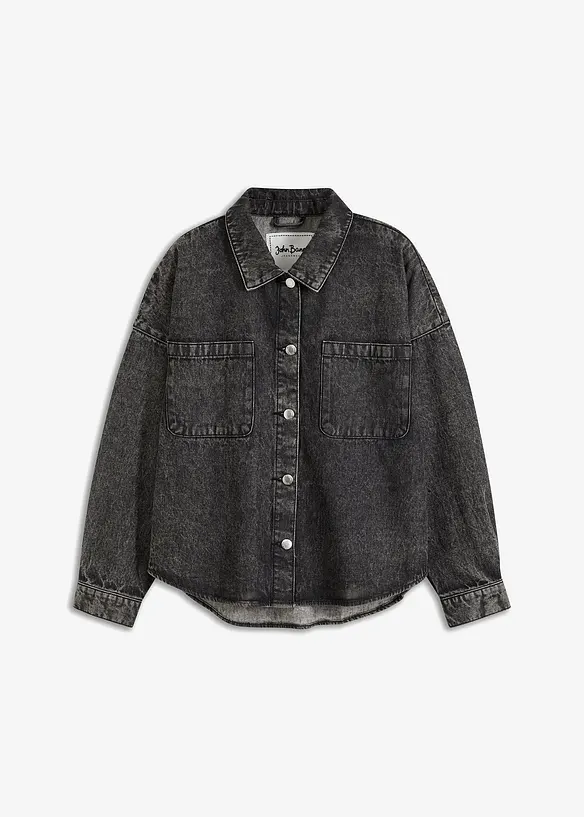 Oversized denim shacket van biologisch katoen, bonprix