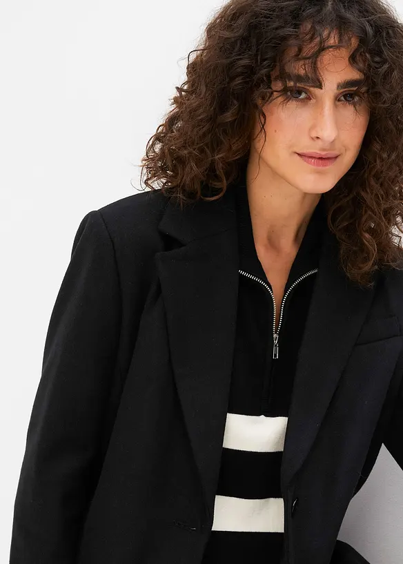 Blazer in wollen look met schoudervullingen, bonprix