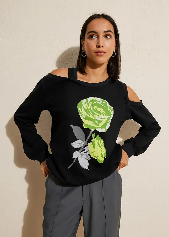 Oversized sweater met bloemenprint, bonprix