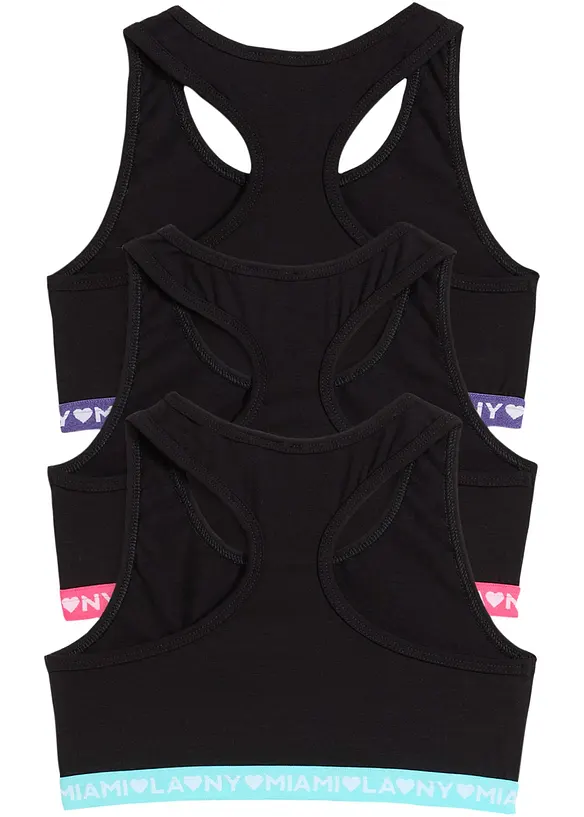 Meisjes bralette met biologisch katoen (set van 3), bonprix