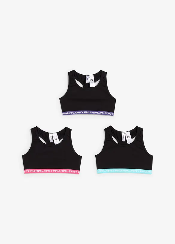 Meisjes bralette met biologisch katoen (set van 3), bonprix
