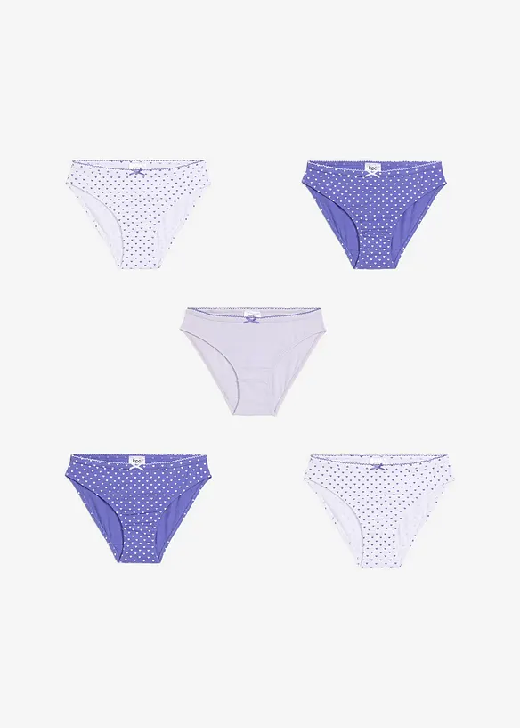 Meisjes slip met zacht katoen en satijnen strikje (set van 5), bonprix