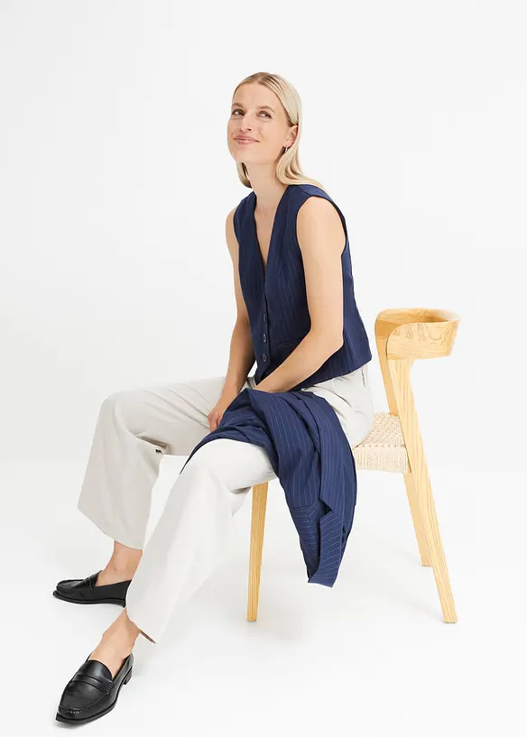 Gilet met krijtstrepen, bonprix