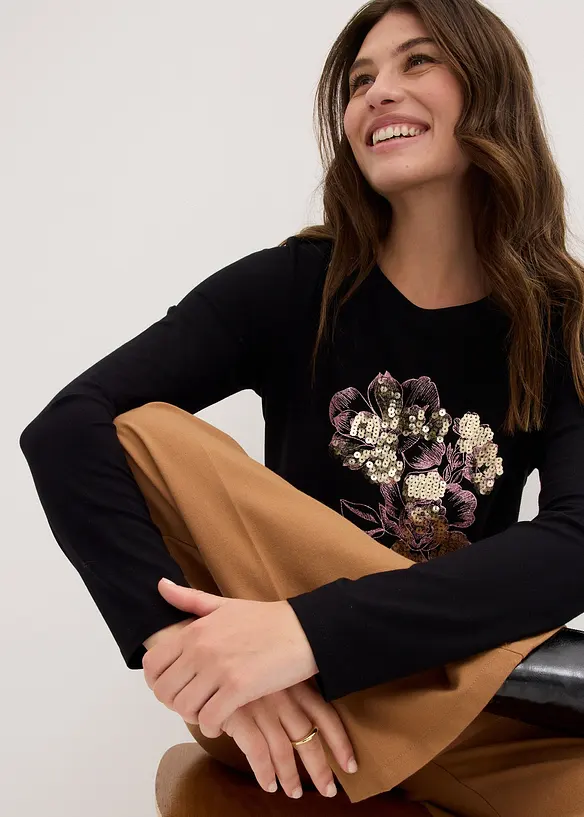 Longsleeve met pailletten, bonprix