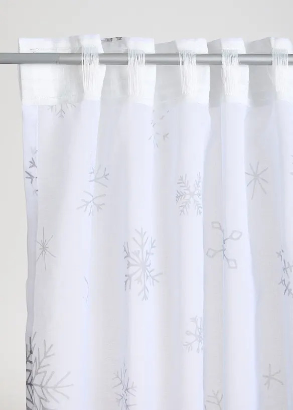 Transparant gordijn met sneeuwvlokken (1 stuk), bonprix