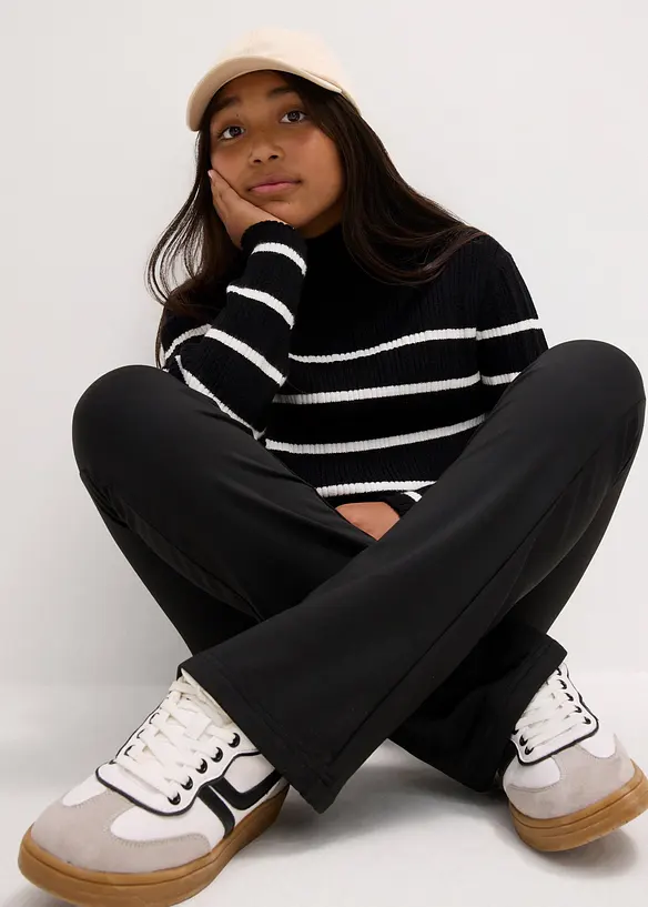 Bootcut jersey broek met geruwde binnenkant, bonprix