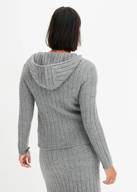 Geribd vest met capuchon, bonprix
