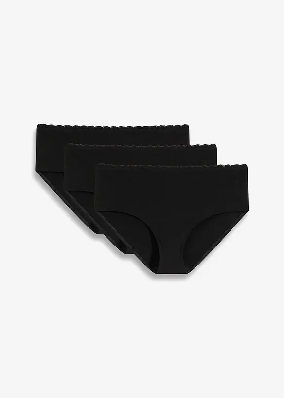 Zwangerschapshipster met biologisch katoen en kant (set van 3), bonprix