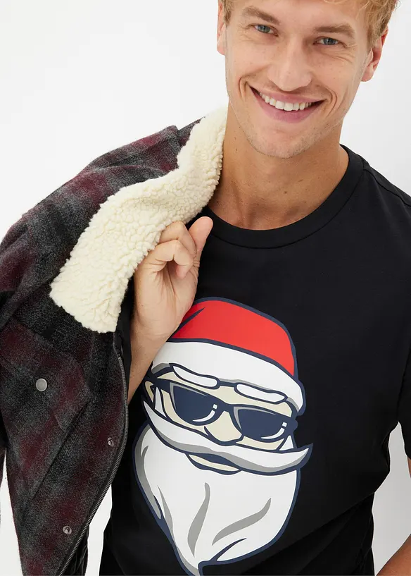 T-shirt met kerstprint van biologisch katoen, bonprix