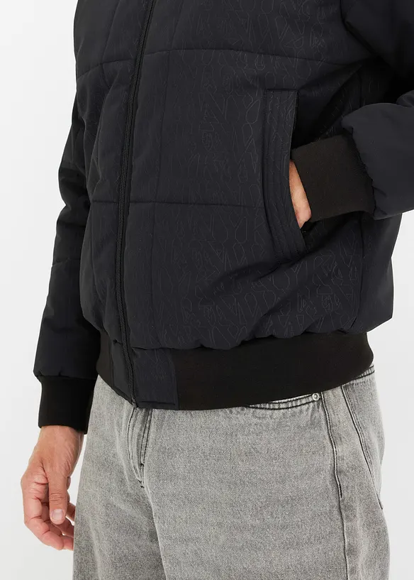 Gewatteerde jas in bomberstijl met capuchon, bonprix