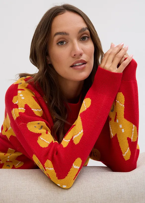 Kersttrui met ronde hals, oversized, bonprix