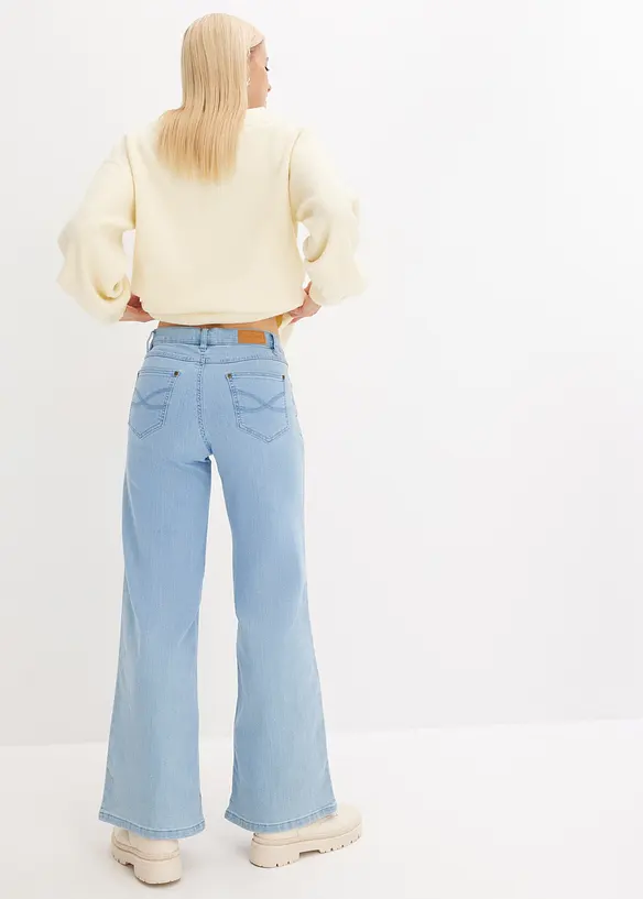 Wide leg stretch jeans mid waist, bonprix