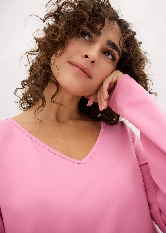 Longsleeve met V-hals (set van 2), bonprix