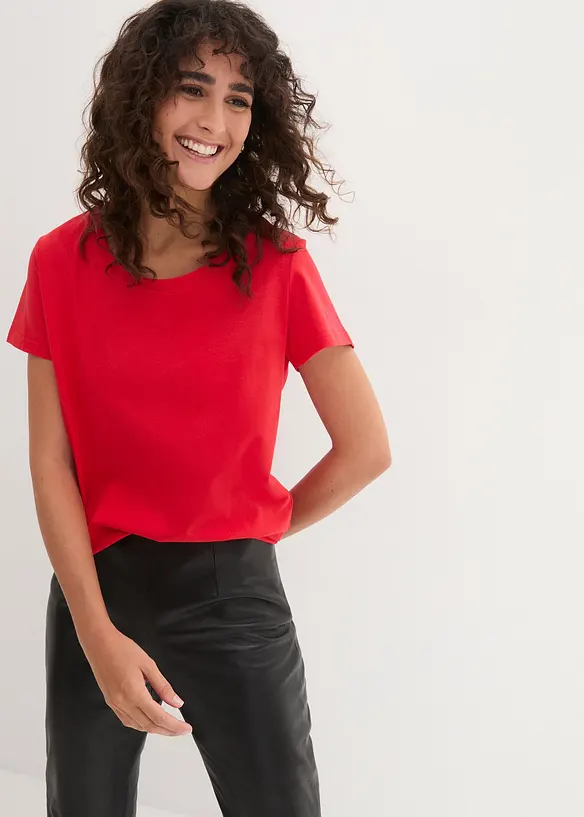 Shirt met ronde hals (set van 5), korte mouw, bonprix