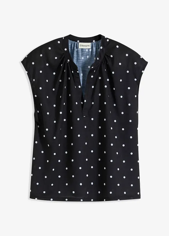 Henley shirt in een viscosemix met korte mouwen, bonprix
