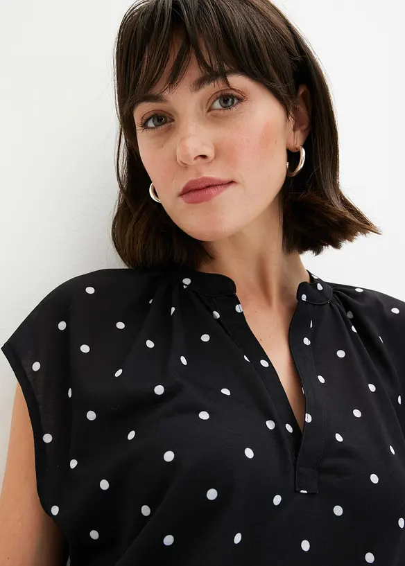 Henley shirt in een viscosemix met korte mouwen, bonprix