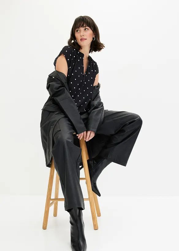 Henley shirt in een viscosemix met korte mouwen, bonprix