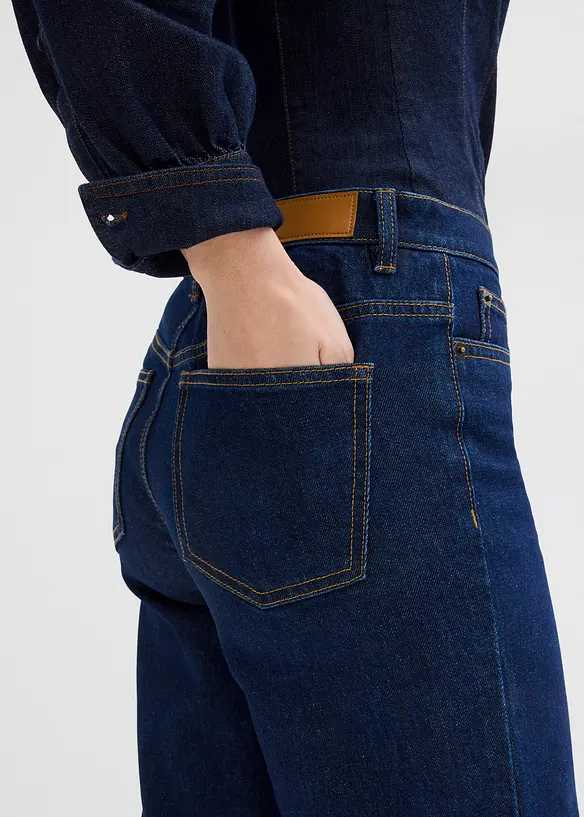 Wide leg jeans mid waist, cropped, bonprix