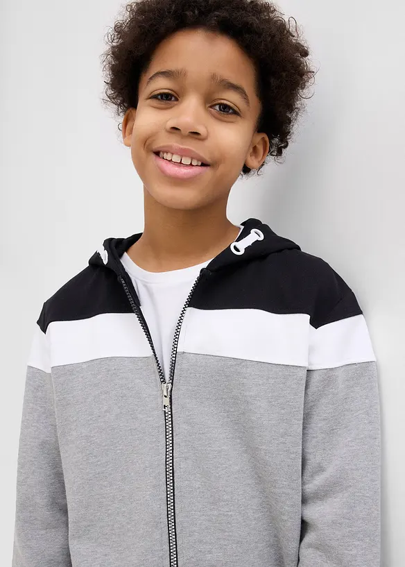 Sweatvest met capuchon in een zachte katoenmix, bonprix