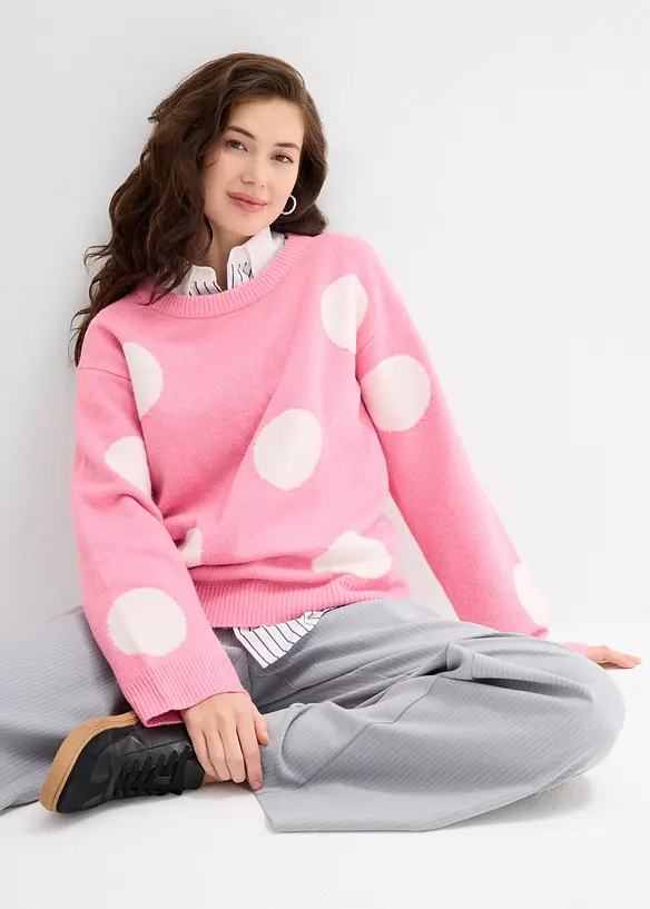 Oversized trui met stippen, bonprix