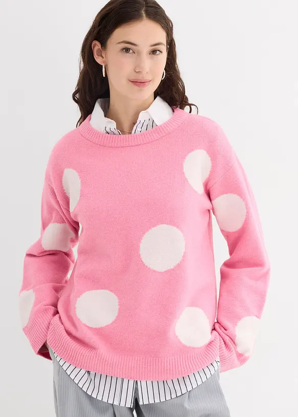 Oversized trui met stippen, bonprix