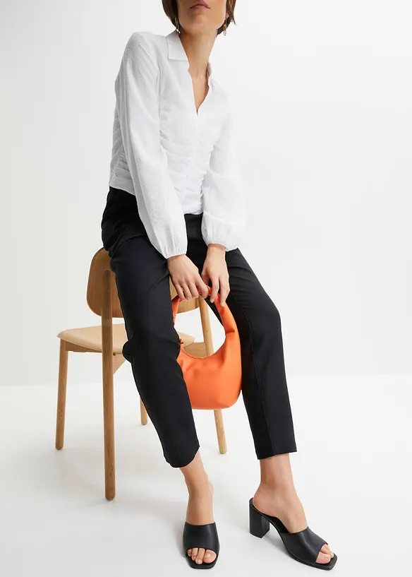 Cropped high waist broek in een linnen-viscosemix, bonprix