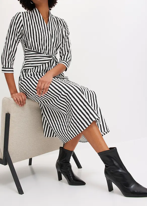 Midi jurk met bindceintuur, bonprix