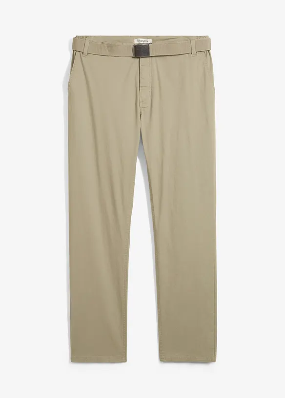 Regular fit stretch chino met riem, straight, bonprix