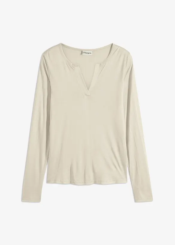 Henley shirt van zachte viscose, bonprix
